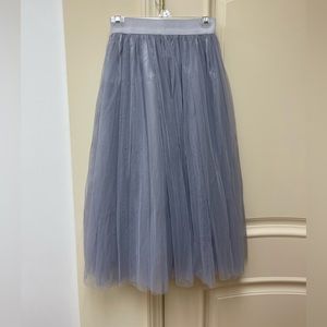 OASAP Gray Tulle Midi Skirt